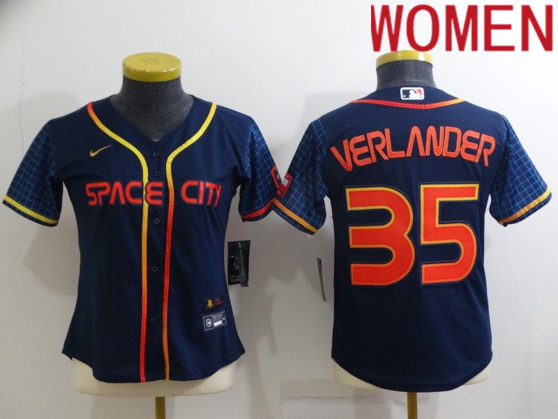 Women Houston Astros 35 Verlander Blue City Edition Game Nike 2022 MLB Jerseys